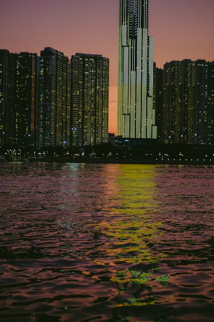 City Architecture - Captivating view of the Saigon River with Landma #11256256