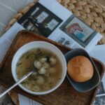 Food Aesthetics - A cozy meal featuring dumpling soup with fresh d #19907810