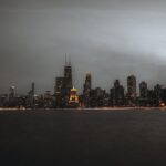 City Architecture - Dramatic evening view of the Chicago skyline ove #30913600