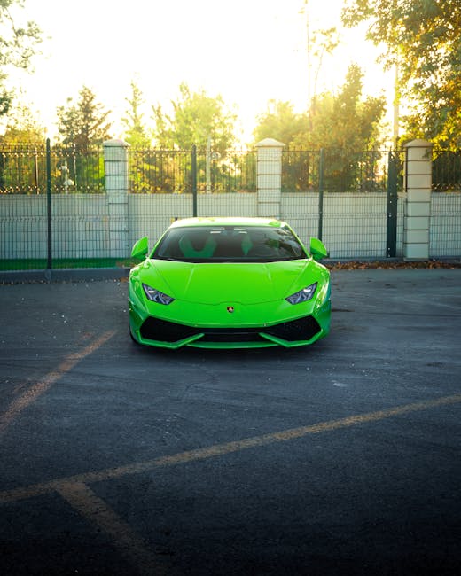 Luxury Cars - Vivid green sports car parked in Ankara, showcas #34761946