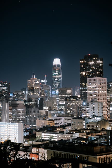 City Architecture - Stunning nighttime view of San Francisco's skyli #5962573