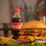 Food Aesthetics - Tasty cheeseburger served with golden fries and #6046250