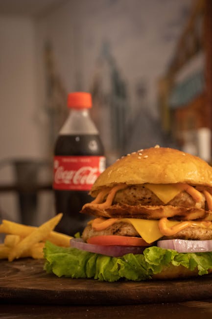 Food Aesthetics - Tasty cheeseburger served with golden fries and #6046250